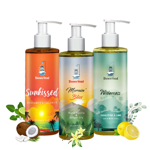 Wilderness, Sunkissed & Mornin' Bliss | Combo of 3 * 250 ml ShowerHead shower gels